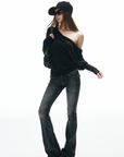 IAMXIAA Draped Deep V Long Sleeve Top