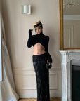 ROVENTE Statement Sequin Fringe Maxi Skirt for Evening Glamour