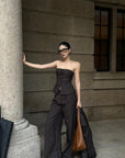 ROVENTE Pinstripe Wide-Leg Trousers with Pleated Front and Tailored Waist