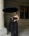 ROVENTE Pinstripe Wide-Leg Trousers with Pleated Front and Tailored Waist