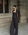 ROVENTE Pinstripe Wide-Leg Trousers with Pleated Front and Tailored Waist
