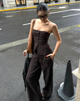 ROVENTE Pinstripe Wide-Leg Trousers with Pleated Front and Tailored Waist