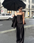 ROVENTE Pinstripe Wide-Leg Trousers with Pleated Front and Tailored Waist