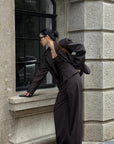 ROVENTE Pinstripe Wide-Leg Trousers with Pleated Front and Tailored Waist