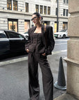 ROVENTE Pinstripe Wide-Leg Trousers with Pleated Front and Tailored Waist
