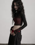 DOINDULGE Sheer Textured Long Sleeve T-Shirt