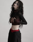 DOINDULGE Sheer Textured Long Sleeve T-Shirt