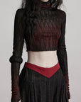 DOINDULGE Sheer Textured Long Sleeve T-Shirt