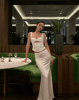 ROVENTE Satin Mermaid Maxi Skirt with Lace Waist Detail