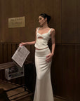 ROVENTE Satin Mermaid Maxi Skirt with Lace Waist Detail