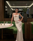 ROVENTE Satin Mermaid Maxi Skirt with Lace Waist Detail