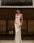 ROVENTE Satin Mermaid Maxi Skirt with Lace Waist Detail