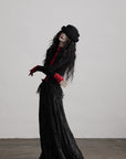 DOINDULGE Contrast Velvet Panel Long Sleeve T-Shirt