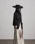 DOINDULGE Textured Jacquard Shirt with High Collar and Ruched Hem