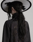 DOINDULGE Textured Jacquard Shirt with High Collar and Ruched Hem