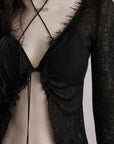 DOINDULGE Distressed Knit Long Sleeve Cardigan