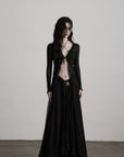 DOINDULGE Distressed Knit Long Sleeve Cardigan
