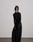 DOINDULGE Beaded Lace Wide Pants