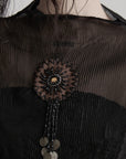 DOINDULGE Sheer Pleated Layered Top with Strapless Inner Bustier