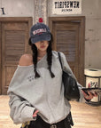 WARDEN EDGE Oversized Grey Sweatshirt with Embroidered W Logo