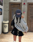 WARDEN EDGE Oversized Grey Sweatshirt with Embroidered W Logo