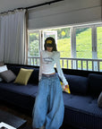 WARDEN EDGE Elastic Waist Wide Leg Denim Pants