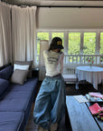 WARDEN EDGE Elastic Waist Wide Leg Denim Pants