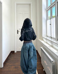 WARDEN EDGE Elastic Waist Wide Leg Denim Pants
