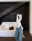 WARDEN EDGE Elastic Waist Wide Leg Denim Pants