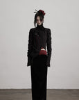 DOINDULGE Textured Long Sleeve Shirt with Draped Details
