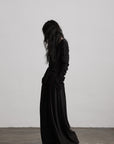 DOINDULGE Textured Long Sleeve Shirt with Draped Details