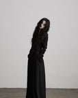 DOINDULGE Textured Long Sleeve Shirt with Draped Details