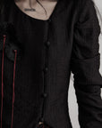 DOINDULGE Textured Long Sleeve Shirt with Draped Details