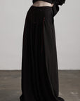 DOINDULGE Wide-Leg Trousers with Red Stitch Detailing