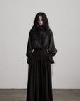 DOINDULGE Wide-Leg Trousers with Red Stitch Detailing