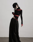 DOINDULGE Wide-Leg Trousers with Multi-Button Detail