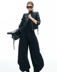 IAMXIAA Cropped Faux Leather Jacket with Zip Detail