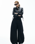 IAMXIAA Cropped Faux Leather Jacket with Zip Detail