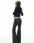 IAMXIAA Cropped Faux Leather Jacket with Zip Detail