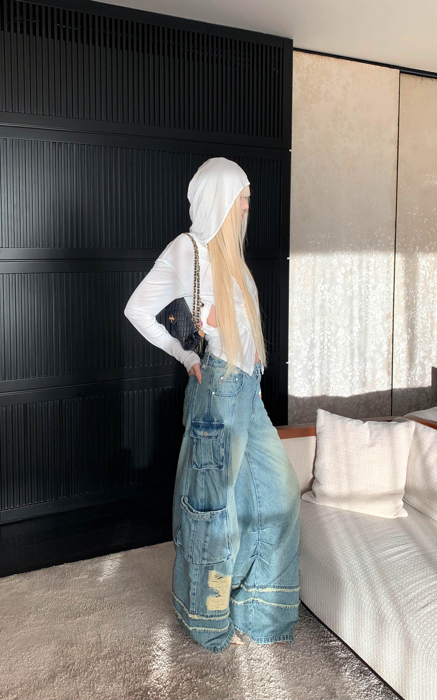 Rase le sol Deconstructed Distressed Wide-Leg Denim Pants – PINKPARKS