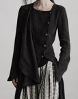 DOINDULGE Asymmetric Long Shirt Draped Textured Layer Deconstructed Minimal Design