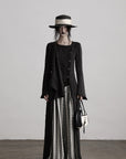 DOINDULGE Asymmetric Long Shirt Draped Textured Layer Deconstructed Minimal Design