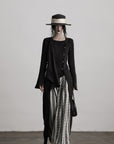 DOINDULGE Asymmetric Long Shirt Draped Textured Layer Deconstructed Minimal Design