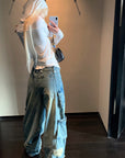 Rase le sol デコンストラクト加工ワイドレッグデニムパンツ