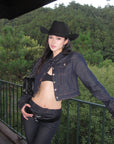 ROVENTE 다크 워시 플레어 데님 팬츠