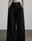 DOINDULGE Wide Leg Pleated Trousers with Structured Waistband