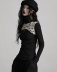 DOINDULGE Contrast Splatter Panel High Neck Long Sleeve T-Shirt