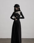 DOINDULGE Contrast Splatter Panel High Neck Long Sleeve T-Shirt