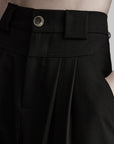 DOINDULGE Wide Leg Pleated Trousers with Structured Waistband