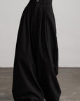 DOINDULGE Wide Leg Pleated Trousers with Structured Waistband